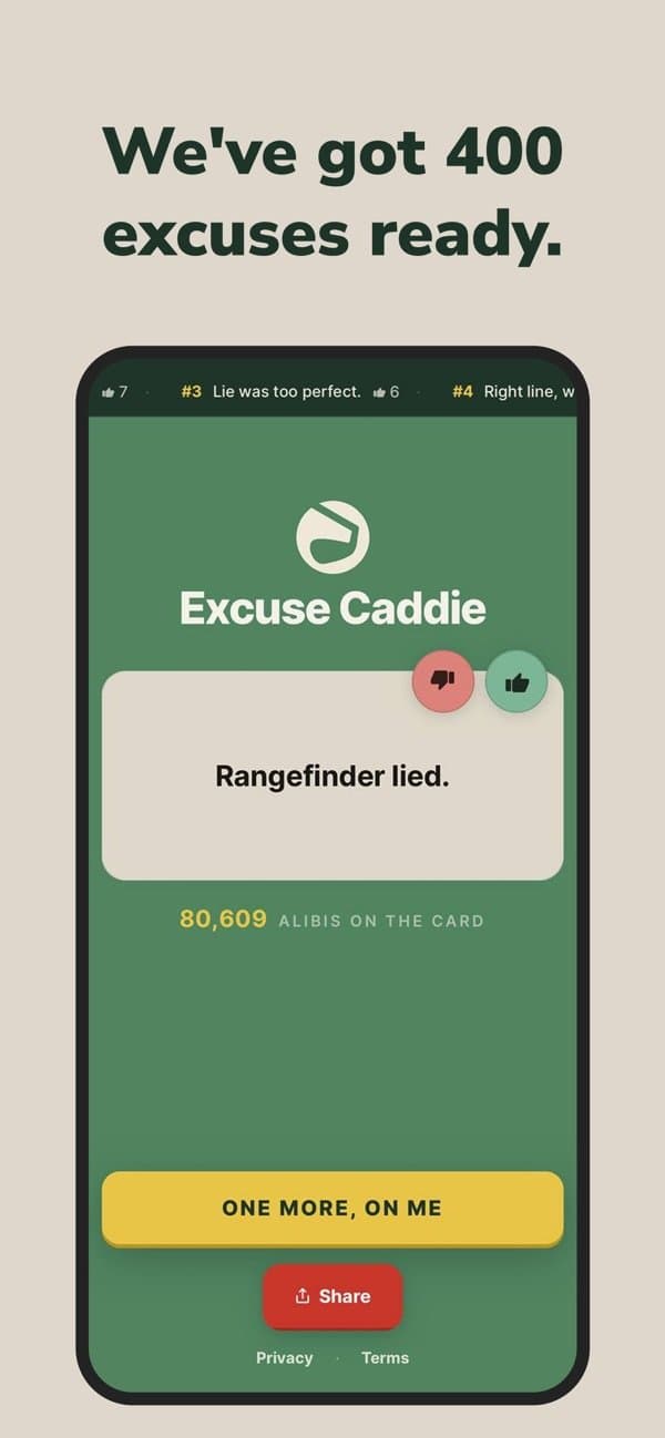 Excuse Caddie App Store screenshot 2
